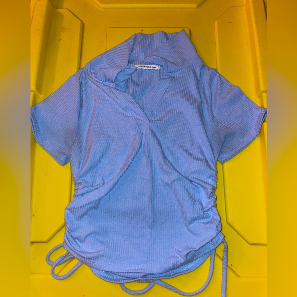 Collared Blue Crop Top